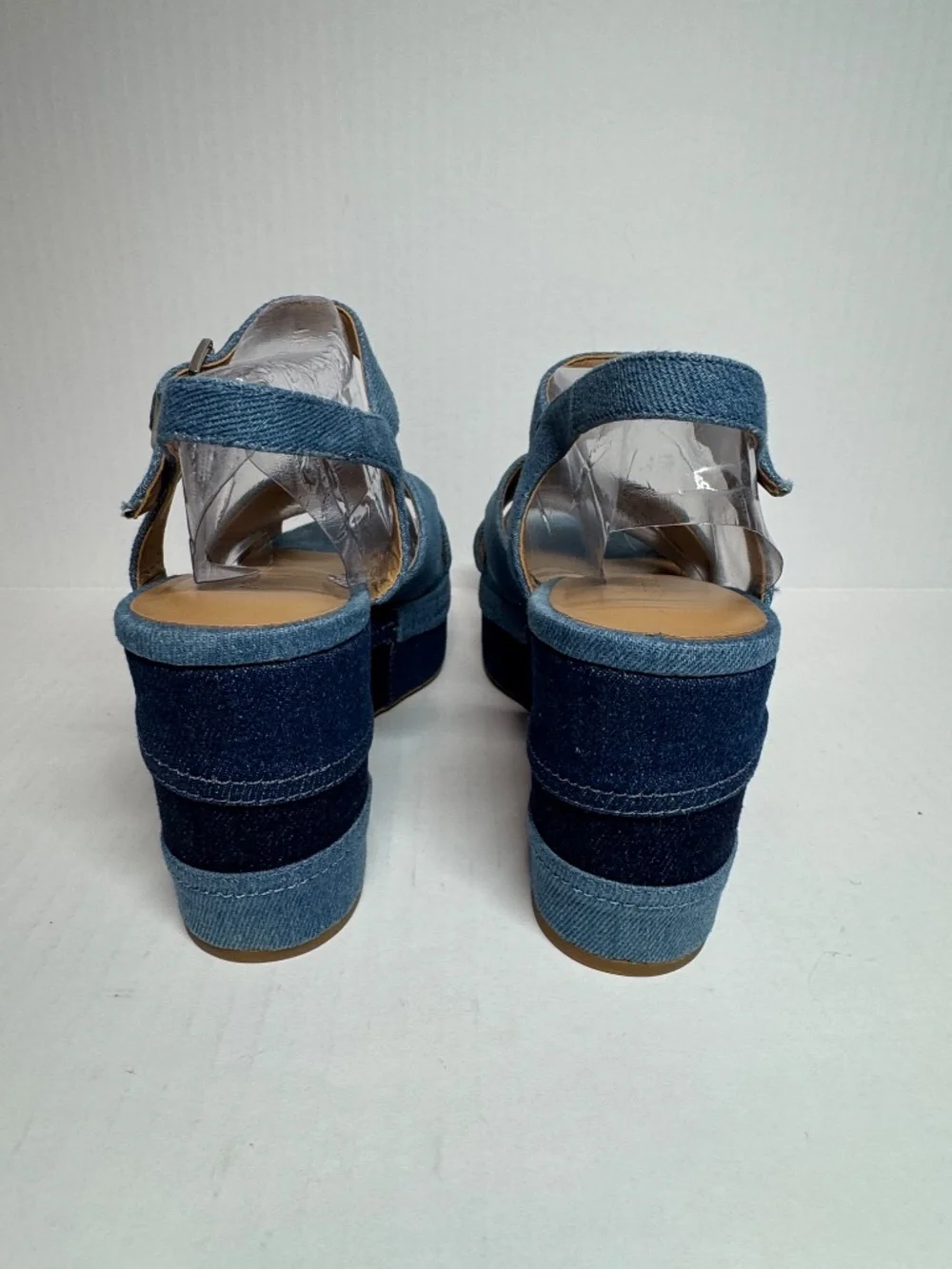 AEROSOLES Denim Blue Crossband Wedge Sandals